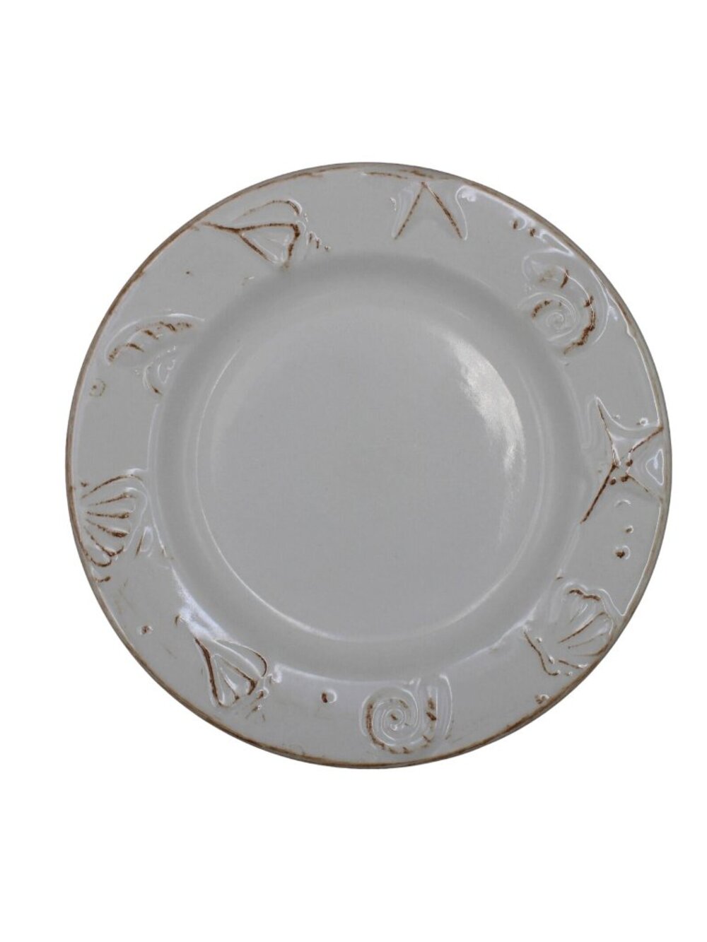 Thompson Pottery Hampton Dessert Salad Plate Sea Shells Starfish Beige